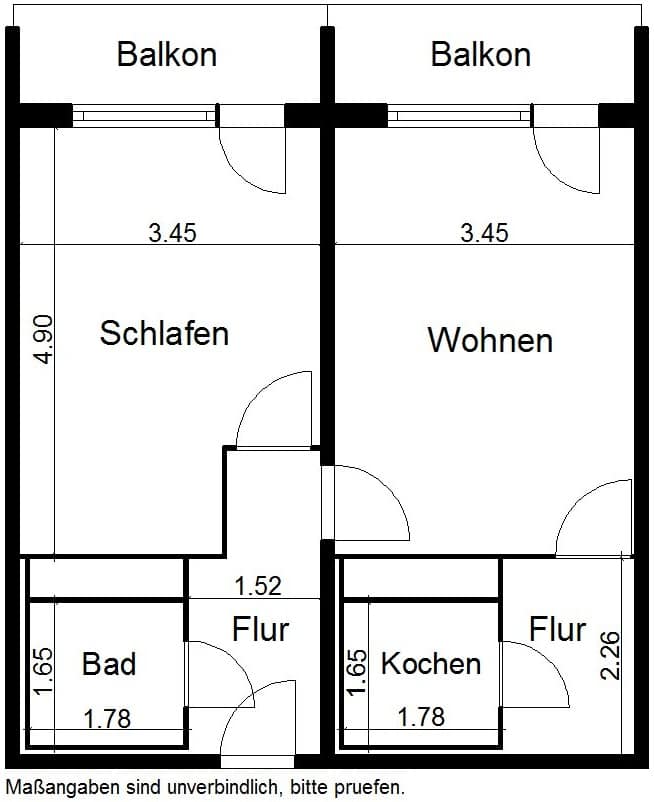 Grundriss - Barrierearme 2-Raumwohnung mit Balkon